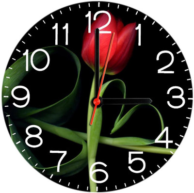 28% OFF on Ellicon 317 Tulip Flower And Heart Analog Wall Clock White