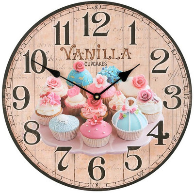 24% OFF on Cosmosgalaxy Cupcakes Round Analog Wall Clock Pink