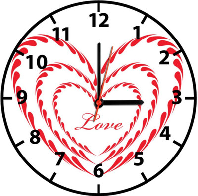 28% OFF on Ellicon 23 Red Love Heart Analog Wall Clock White