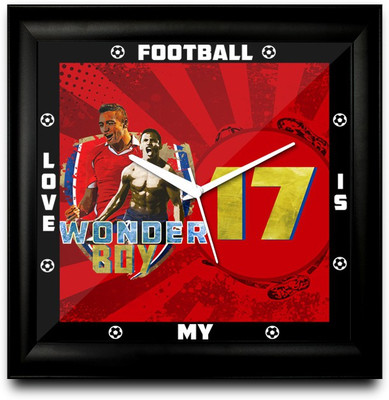 ShopMantra Alex Wonderboy Footballer Square Analog Wall Clock Black ShopMantra Alex Wonderboy Footballer Square Analog Wall Clock Black