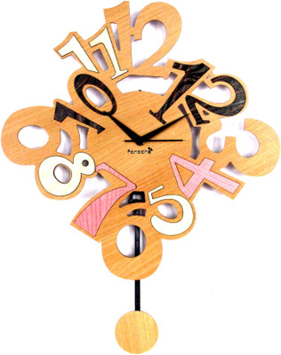 54% OFF on Panache Pan560 Analog Wall Clock Brown Wood Finish