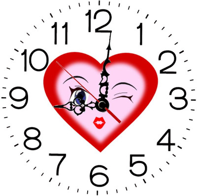 28% OFF on Ellicon 162 Funny Heart Face Analog Wall Clock White