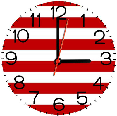 28% OFF on Ellicon 330 Red And White Strip Analog Wall Clock White 28% OFF on Ellicon 330 Red And White Strip Analog Wall Clock White