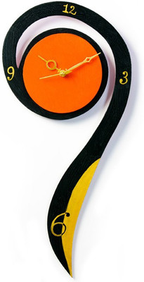 30% OFF on Ek Number Designer Funky Hand Painted Analog Wall Clock Yellow, Black