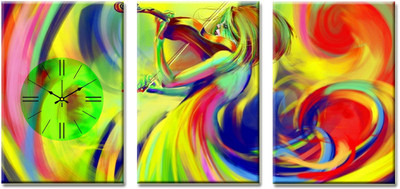 41% OFF on Design O Vista Three Panel DV3-L-R9003 Analog Wall Clock Multicolor