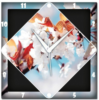 70% OFF on WebPlaza White Cherry Blossom Analog Wall Clock Multicolor
