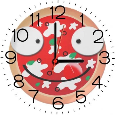23% OFF on Ellicon B103 Cartoon Pizza Smiley Face Analog Wall Clock White