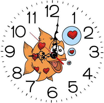 28% OFF on Ellicon 160 Fish And Red Heart Analog Wall Clock White