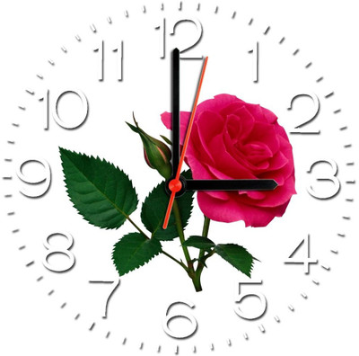 28% OFF on Ellicon 393 Pink Rose Analog Wall Clock White
