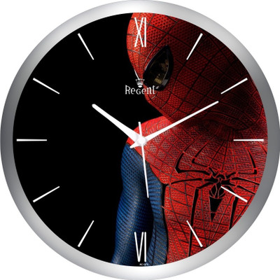 61% OFF on Regent Silver Spider Man Face Analog Wall Clock Shiny Silver