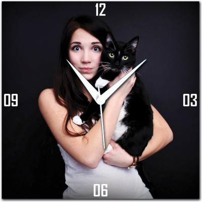 72% OFF on Amore Cute Cat With Girl Analog Wall Clock Multicolor 72% OFF on Amore Cute Cat With Girl Analog Wall Clock Multicolor