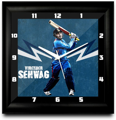73% OFF on ShopMantra Virender Sehwag Blaster Square Analog Wall Clock Black