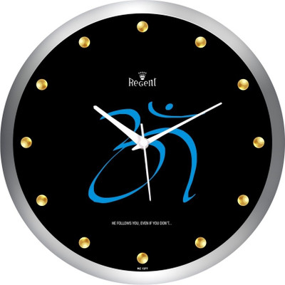 37% OFF on Regent Silver Blue Om Desginer Analog Wall Clock Shiny Silver