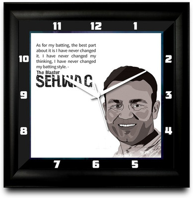 50% OFF on ShopMantra Virender Sehwag Quote Square Analog Wall Clock Black