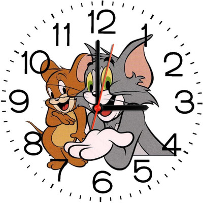 23% OFF on Ellicon B282 Funny Cartoon Tom And Jerry Analog Wall Clock White