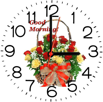 28% OFF on Ellicon 260 Good Morning Flowers Analog Wall Clock White
