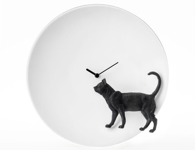 Haoshi Night Glow Cat Moon Analog 25.4 cm Dia Wall Clock Black Haoshi Night Glow Cat Moon Analog 25.4 cm Dia Wall Clock Black