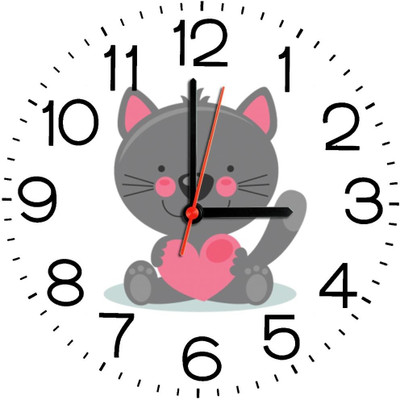 23% OFF on Ellicon B161 Cute Kitty Analog Wall Clock White