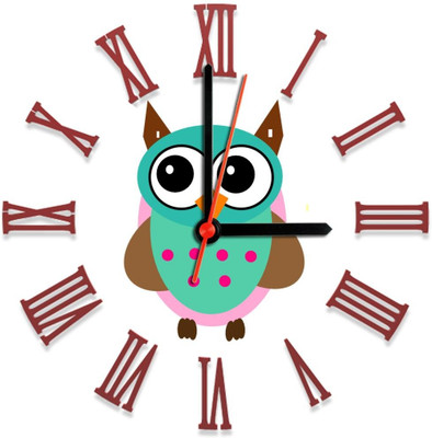 28% OFF on Ellicon 125 Pink Owl Analog Wall Clock White
