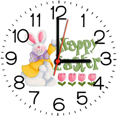 28% OFF on Ellicon 303 Happy Easter Analog Wall Clock White