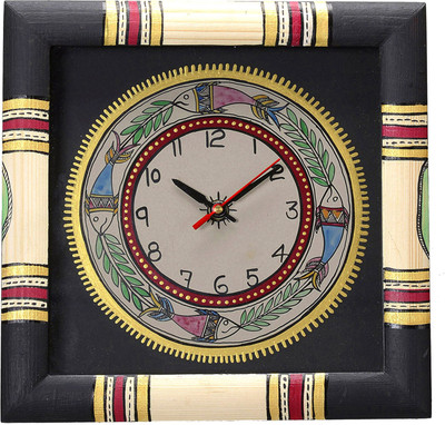 50% OFF on Aapno Rajasthan Hand Painted Worli Style Wood Analog Wall Clock Multicolor