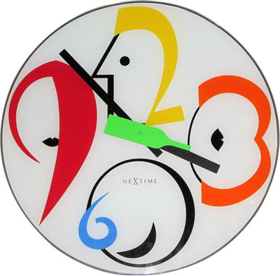 Nextime Bottles Play Analog 29.972 cm Dia Wall Clock White Nextime Bottles Play Analog 29.972 cm Dia Wall Clock White