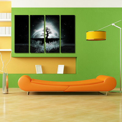 16% OFF on 999Store Multiple Frames Printed Scientific Tree like Modern Wall Art Painting - 4 Frames (127x76 Cm)