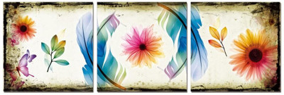 50% OFF on Go Hooked Blue And Yellow Mdf 3 Panel Wallpaper