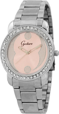 58% OFF on Gesture Elegant Pink Diamond Studded Elegant Analog Watch - For Women 58% OFF on Gesture Elegant Pink Diamond Studded Elegant Analog Watch - For Women