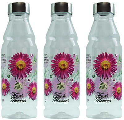 G-PET Fridge Rose with Steel Cap 1000 ml Water Bottles Set of 3, Purple G-PET Fridge Rose with Steel Cap 1000 ml Water Bottles Set of 3, Purple