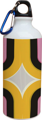 55% OFF on Tiedribbons Black Light Pink And Yellow Pattern 600 ml Water Bottle