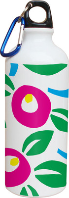 55% OFF on Tiedribbons Green Leaf And Pink Circle Pattern 600 ml Water Bottle