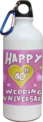 54% OFF on Tiedribbons 40th Happy Anniversary White Travel 600 ml Water Bottle
