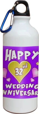 59% OFF on Tiedribbons 32nd Happy Anniversary White Travel 600 ml Water Bottle