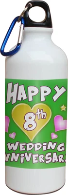 54% OFF on Tiedribbons 8th Happy Anniversary White Travel 600 ml Water Bottle