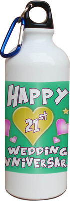 59% OFF on Tiedribbons 21st Happy Anniversary White Travel 600 ml Water Bottle
