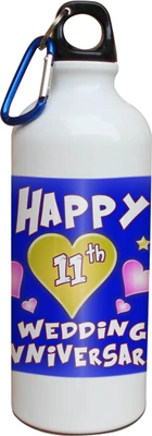 59% OFF on Tiedribbons 11th Happy Anniversary White Travel 600 ml Water Bottle