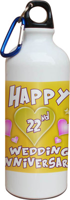 59% OFF on Tiedribbons 22nd Happy Anniversary White Travel 600 ml Water Bottle
