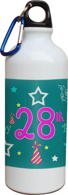 54% OFF on Tiedribbons 28th Happy Birthday White Travel 600 ml Water Bottle