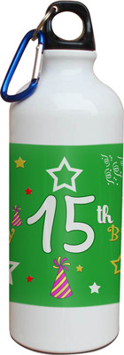 59% OFF on Tiedribbons 15th Happy Birthday White Travel 600 ml Water Bottle