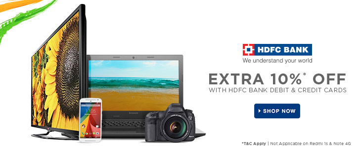 HDFC BANK Credit and Debit Card Holders - Extra 10% Discount at Flipkart